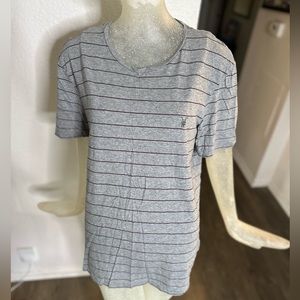 All Saints Men’s Gray Striped Short Sleeve Tshirt. Size XXLarge
